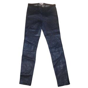 Helmut Lang Lamb Leather Navy Stretch Waist Pants Skinny Women’s Size 6 EUC